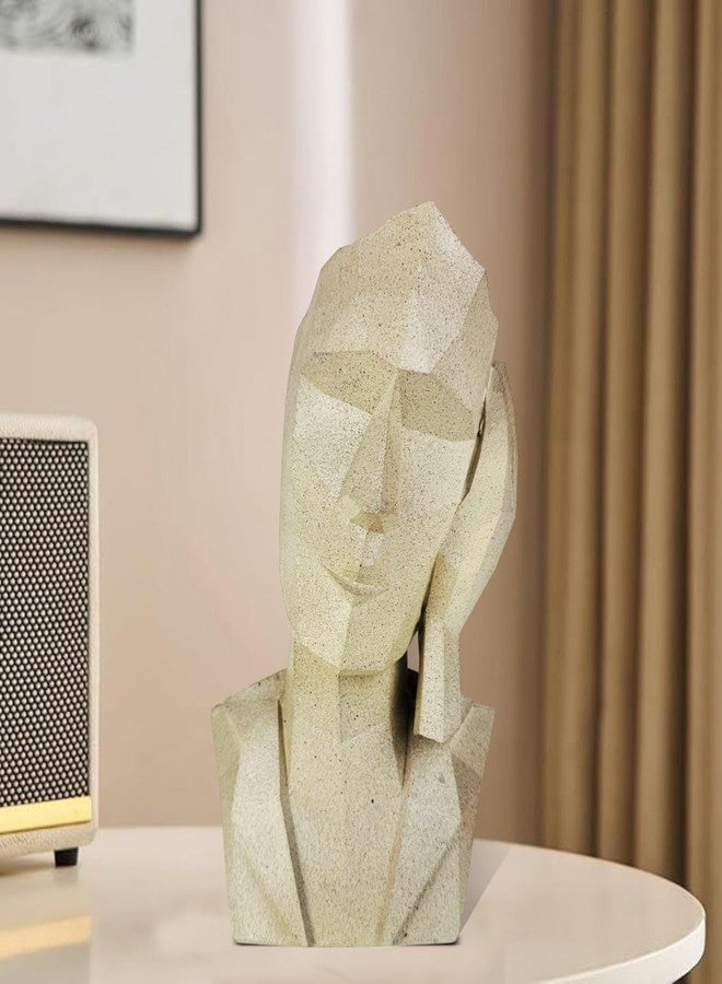 Bianco Abstract Human Face Showpiece for Living Room, Bookshelf, Tabletop Decoration | Polyresin Geometric Figurines | Modern Abstract Face Statue for Home & Office Decoration (Marble Finish) - Image 1